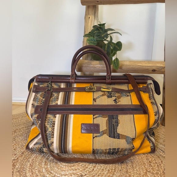 Vintage 🤎Luggage bag (Italian) - Wool & Leather - Picture 5 of 7